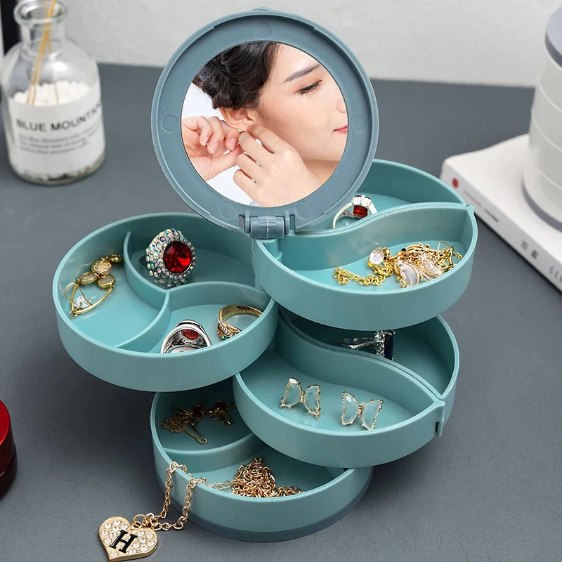 Cute Multilayer Jewellery Storage Box with Mirror