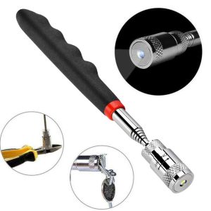 Telescopic magnetic pickup tool with Light