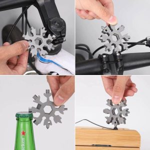 18 In 1 Snowflake Tactical Multi Use Keychain Tool