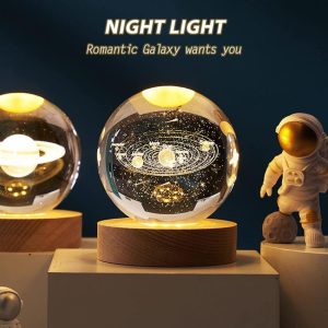 3D Solar System Crystal Ball Night Light